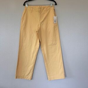 A New Day Womens High Rise Straight Leg Pants Yellow Cotton Stretch Size 6 NEW